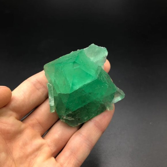 Green Fluorite Crystal Mineral Specimen Octahedron Cube, Riemvasmaak S. Africa - Picture 4 of 7
